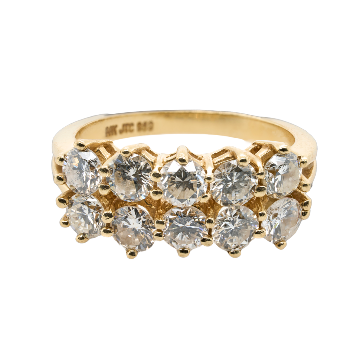 Round Natural Diamond Prong Ring, 14K Yellow Gold