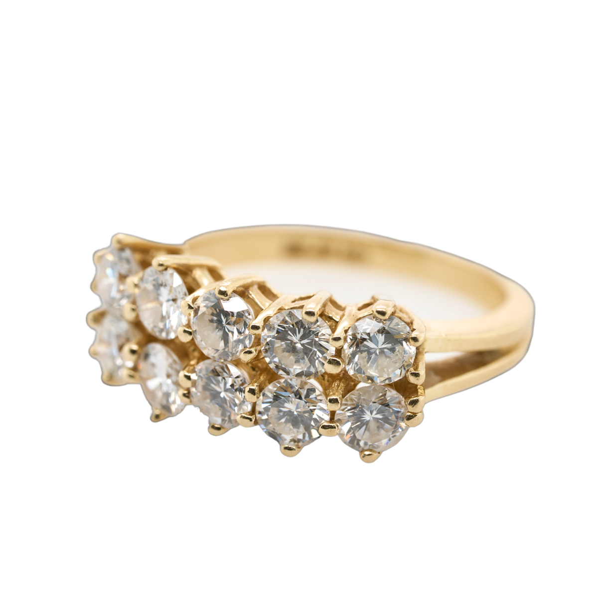 Round Natural Diamond Prong Ring, 14K Yellow Gold