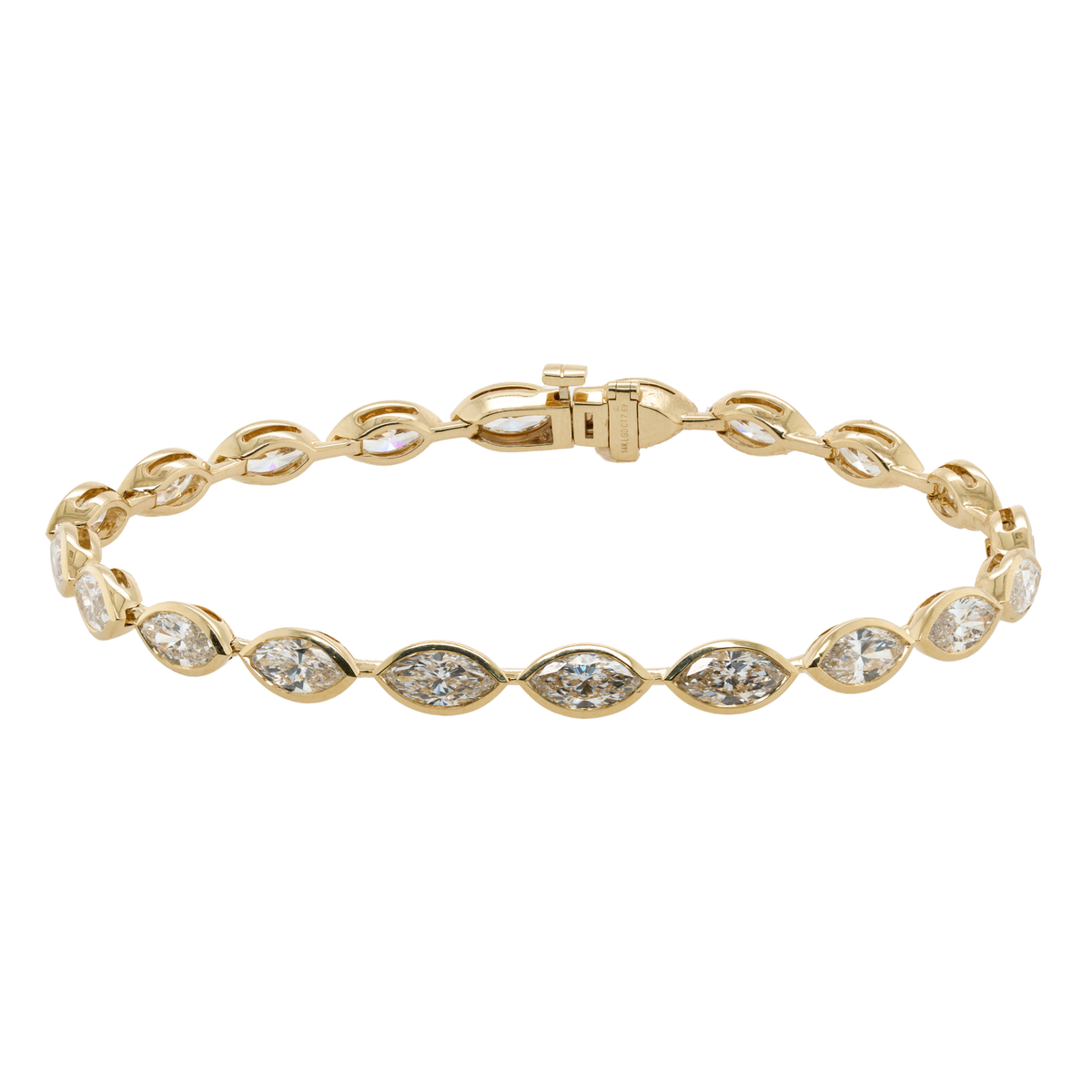7.69 CTTW Marquise Lab-Grown Diamond Tennis Bracelet in 14K Yellow Gold, 7"