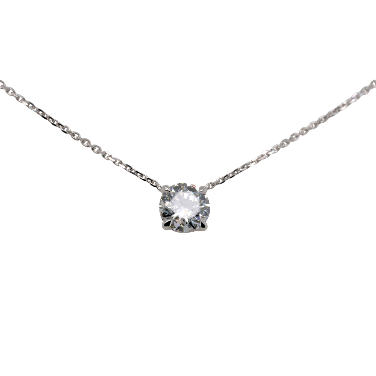 1.05 CTTW Round Lab-Grown Diamond Pendant in 14K White Gold, 16"
