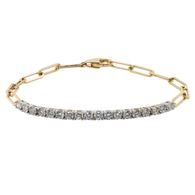 0.72 CTTW Round Lab-Grown Diamond Tennis Bracelet in 14K Yellow Gold, 6.8"