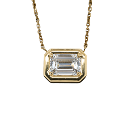2.1 CTTW Emerald Lab-Grown Diamond Pendant in 14K Yellow Gold, 16"