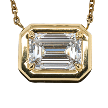 2.1 CTTW Emerald Lab-Grown Diamond Pendant in 14K Yellow Gold, 16"