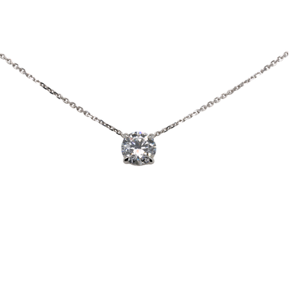 1.05 CTTW Round Lab-Grown Diamond Pendant in 14K White Gold, 16"
