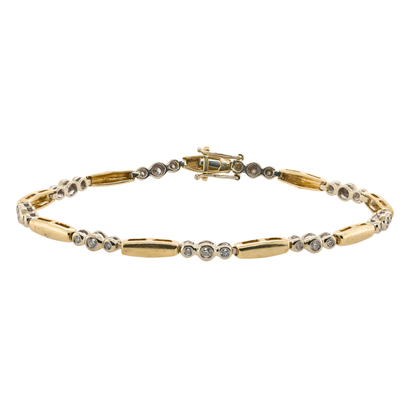 0.45 CTTW Round Natural Diamond Bracelet in 14K Yellow Gold, 7.3"