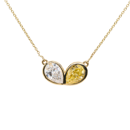 1.00 CT Pear Lab-Grown Diamond Necklace in 14K Two-Tone Gold