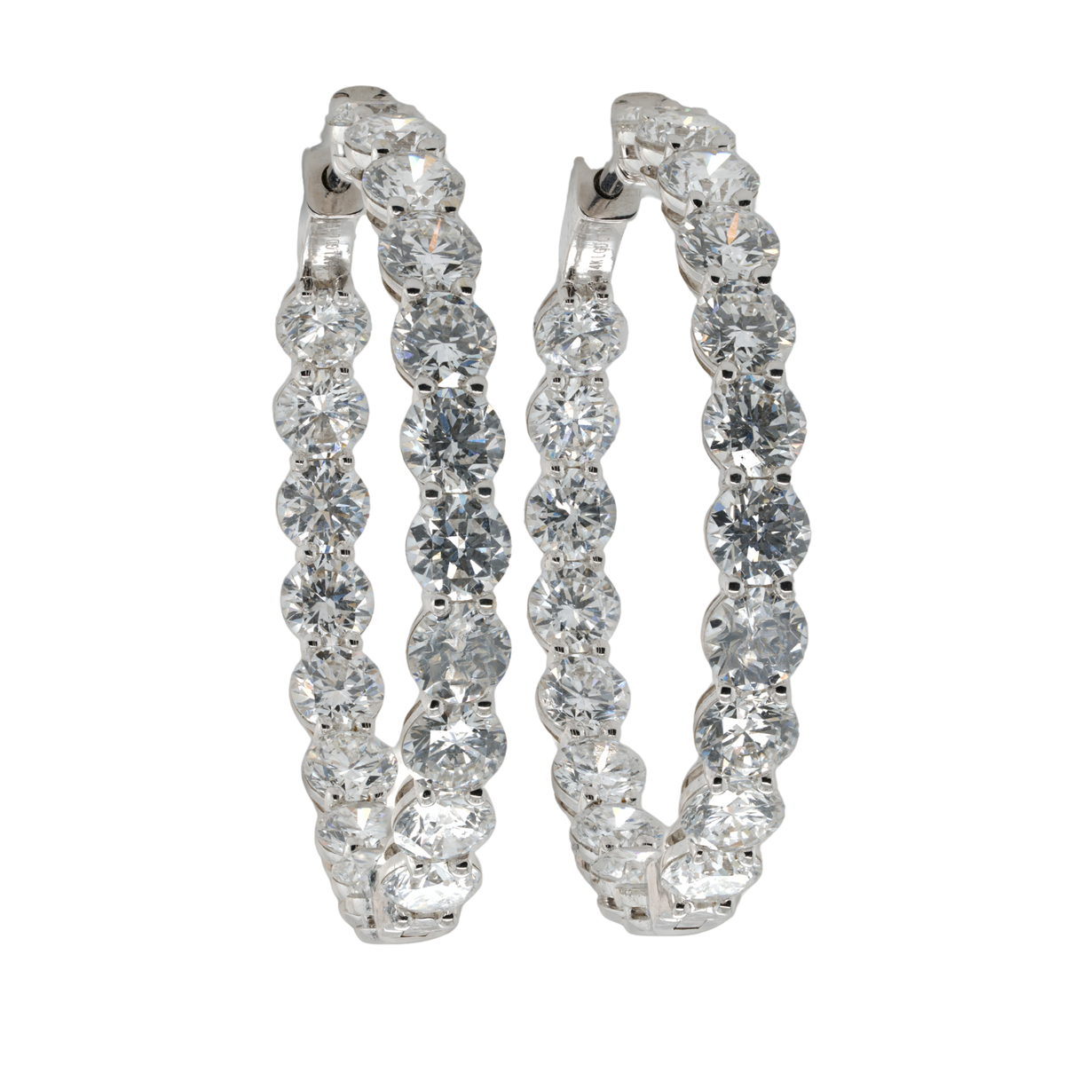 10.21 CTTW Round Lab-Grown Diamond Hoop Earrings in 14K White Gold