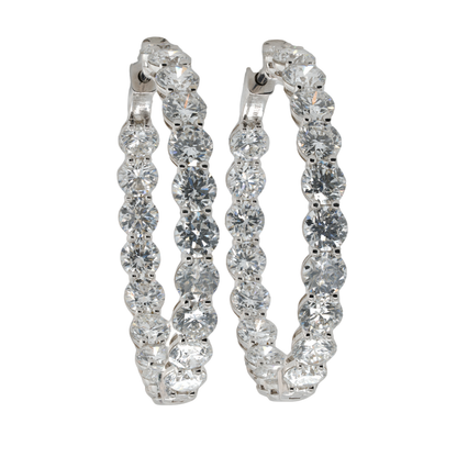 10.21 CTTW Round Lab-Grown Diamond Hoop Earrings in 14K White Gold