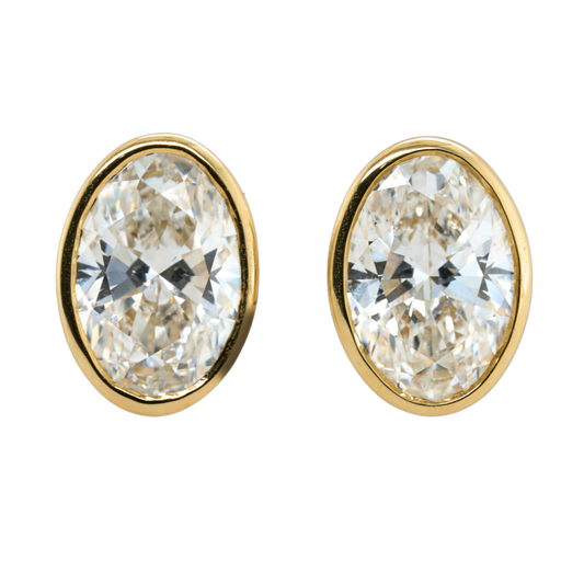 5.08 CTTW Oval Lab-Grown Diamond Stud Earrings in 14K Yellow Gold