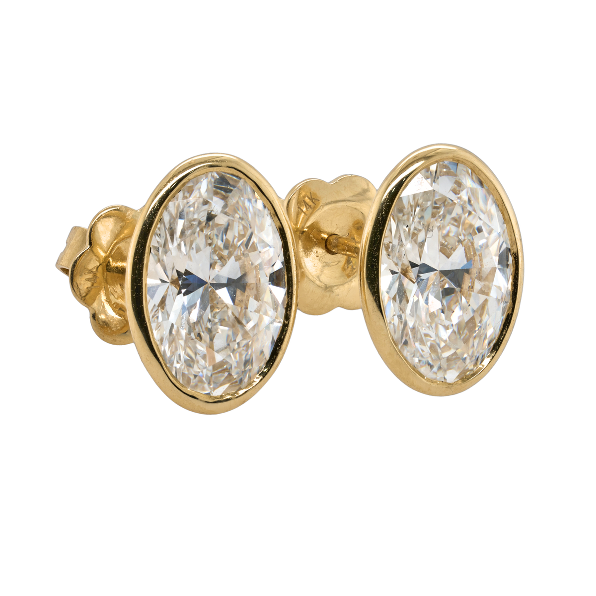 5.08 CTTW Oval Lab-Grown Diamond Stud Earrings in 14K Yellow Gold