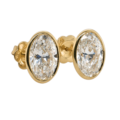 5.08 CTTW Oval Lab-Grown Diamond Stud Earrings in 14K Yellow Gold