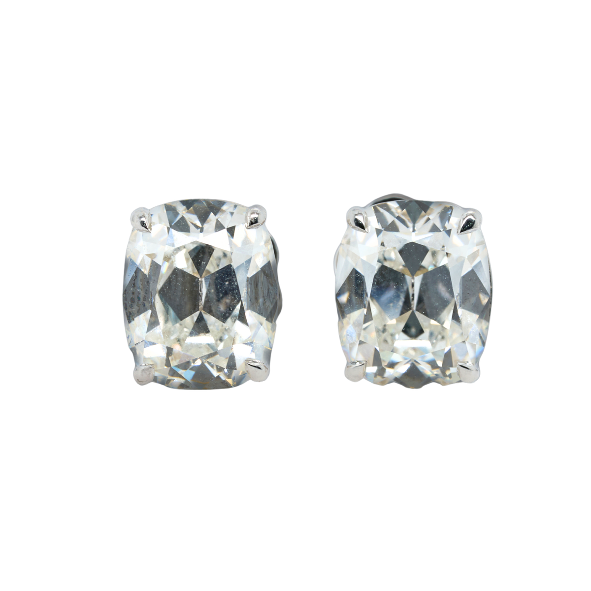 14K White Gold Cushion Lab-Grown Diamond Stud Earrings, 6.14 CTTW