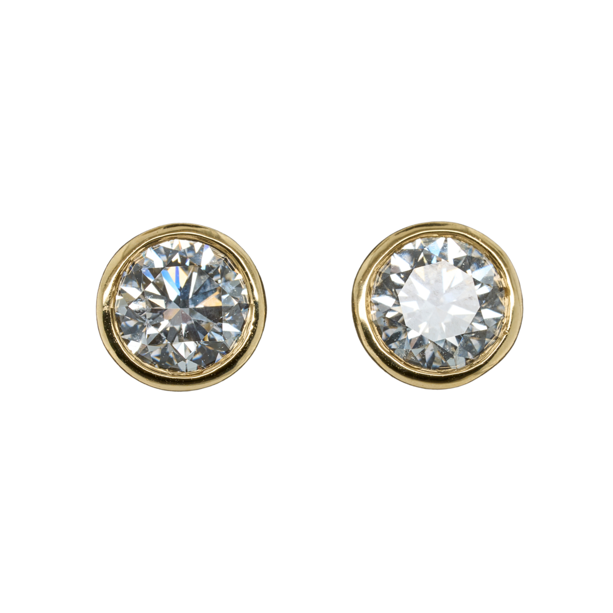 14K Yellow Gold Round Lab-Grown Diamond Stud Earrings, 2.01 CTTW