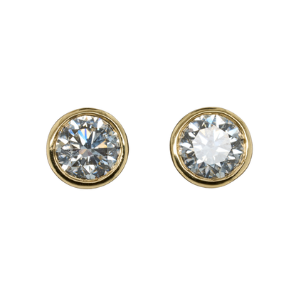 14K Yellow Gold Round Lab-Grown Diamond Stud Earrings, 2.01 CTTW