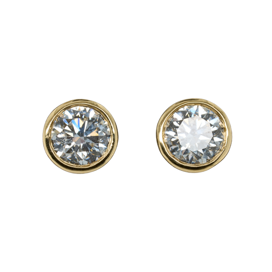 14K Yellow Gold Round Lab-Grown Diamond Stud Earrings, 2.01 CTTW