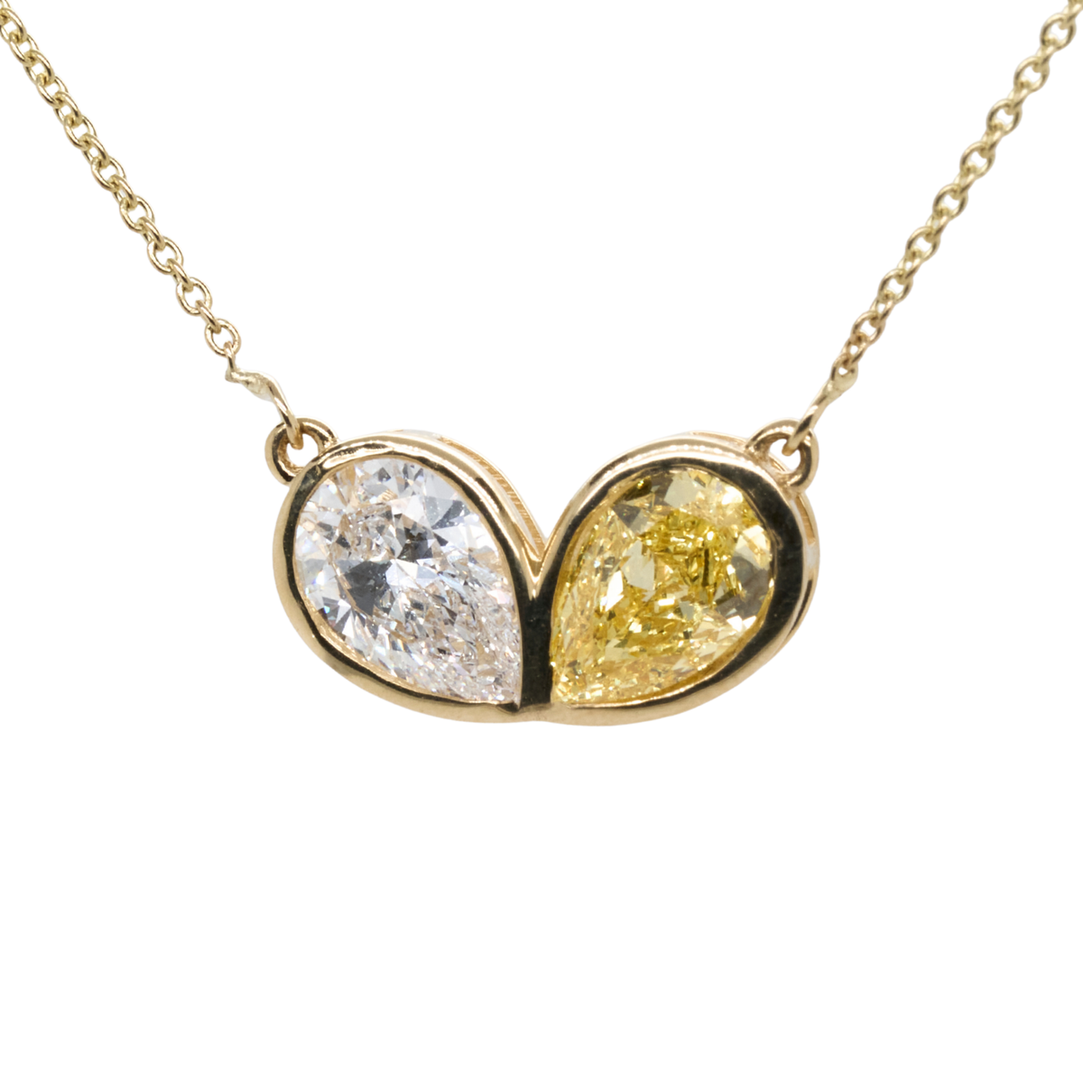 1.00 CT Pear Lab-Grown Diamond Necklace in 14K Two-Tone Gold