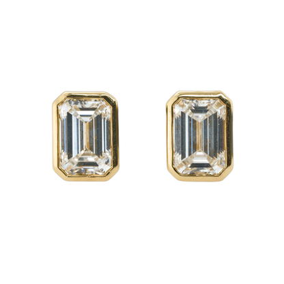 Lab-Grown Diamond Bezel Stud Earrings in 14K Yellow Gold, 3.11 CTTW