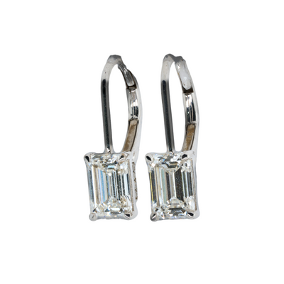 2.11 CTTW Emerald Lab-Grown Diamond Drop Earrings in 14K White Gold