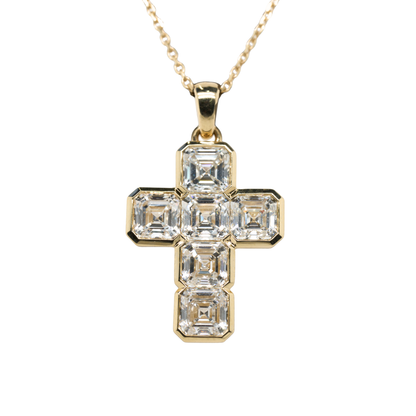 3.04 CTTW Asscher Lab-Grown Diamond Pendant in 14K Yellow Gold, 16"
