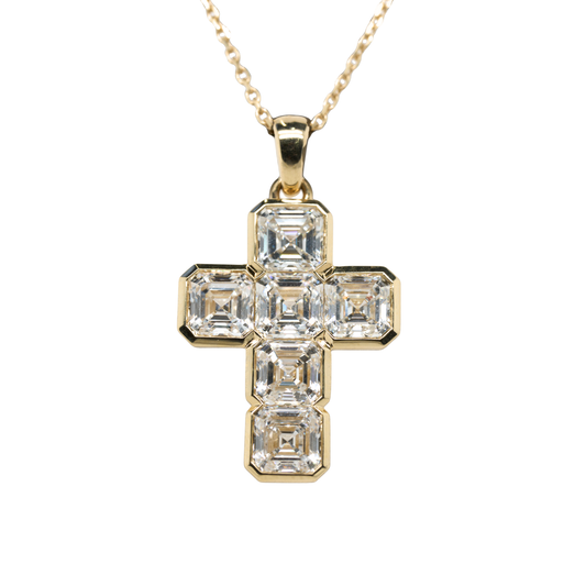 3.04 CTTW Asscher Lab-Grown Diamond Pendant in 14K Yellow Gold, 16"