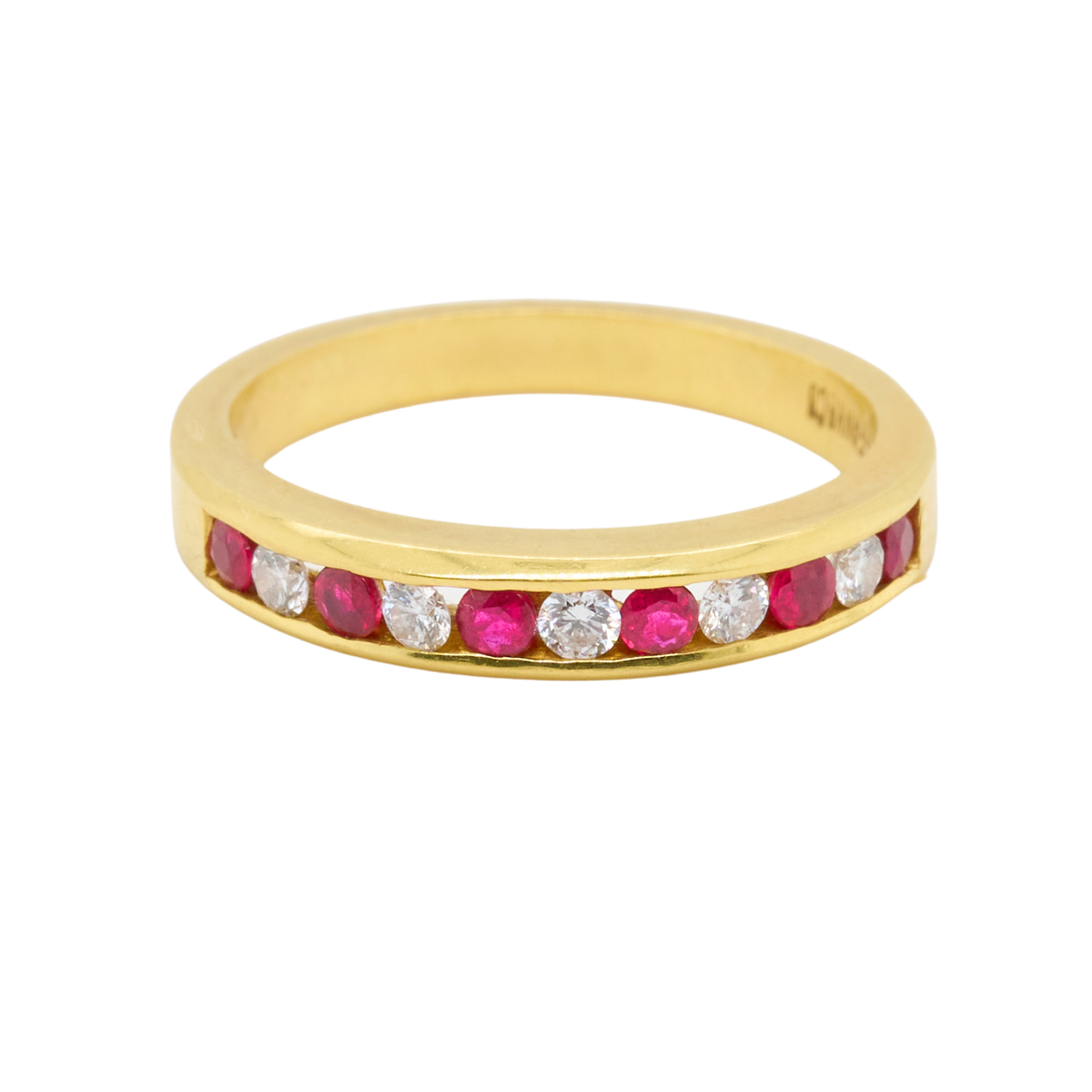 18K Yellow Gold Ruby Wedding Band