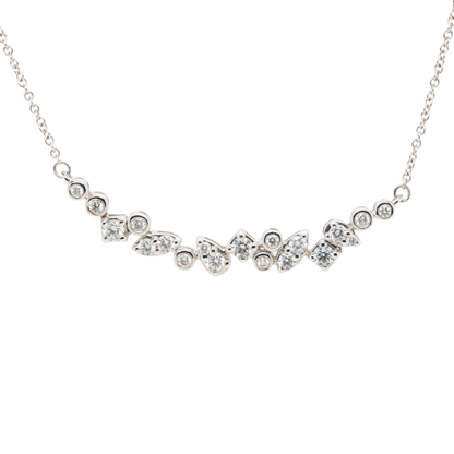 14K White Gold Natural Diamond Necklace, 1.00 CTTW, 16"