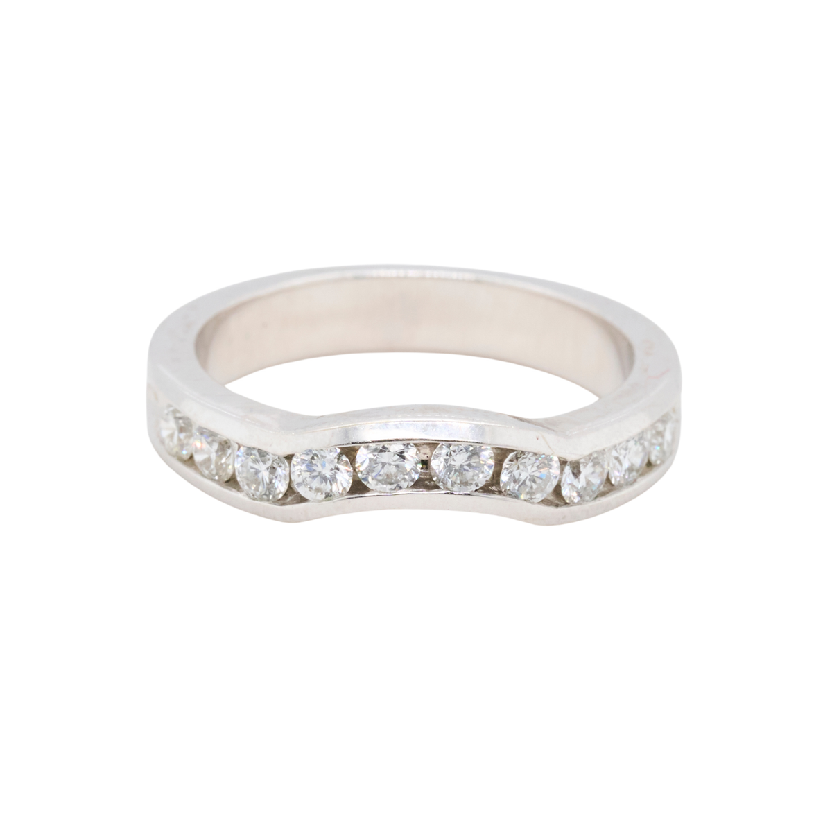Natural Diamond Channel Wedding Band in 14K White Gold