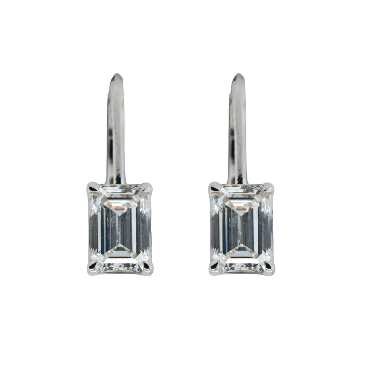 2.11 CTTW Emerald Lab-Grown Diamond Drop Earrings in 14K White Gold
