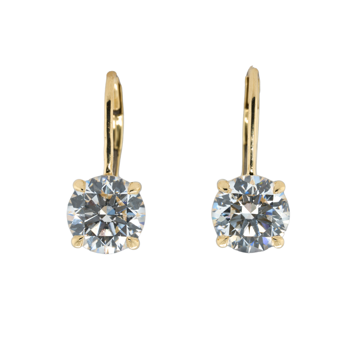 14K Yellow Gold Round Lab-Grown Diamond Earrings, 3.19 CTTW