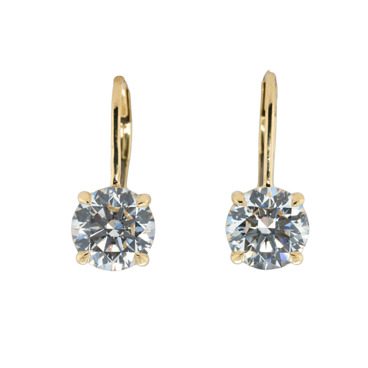 14K Yellow Gold Round Lab-Grown Diamond Earrings, 3.19 CTTW