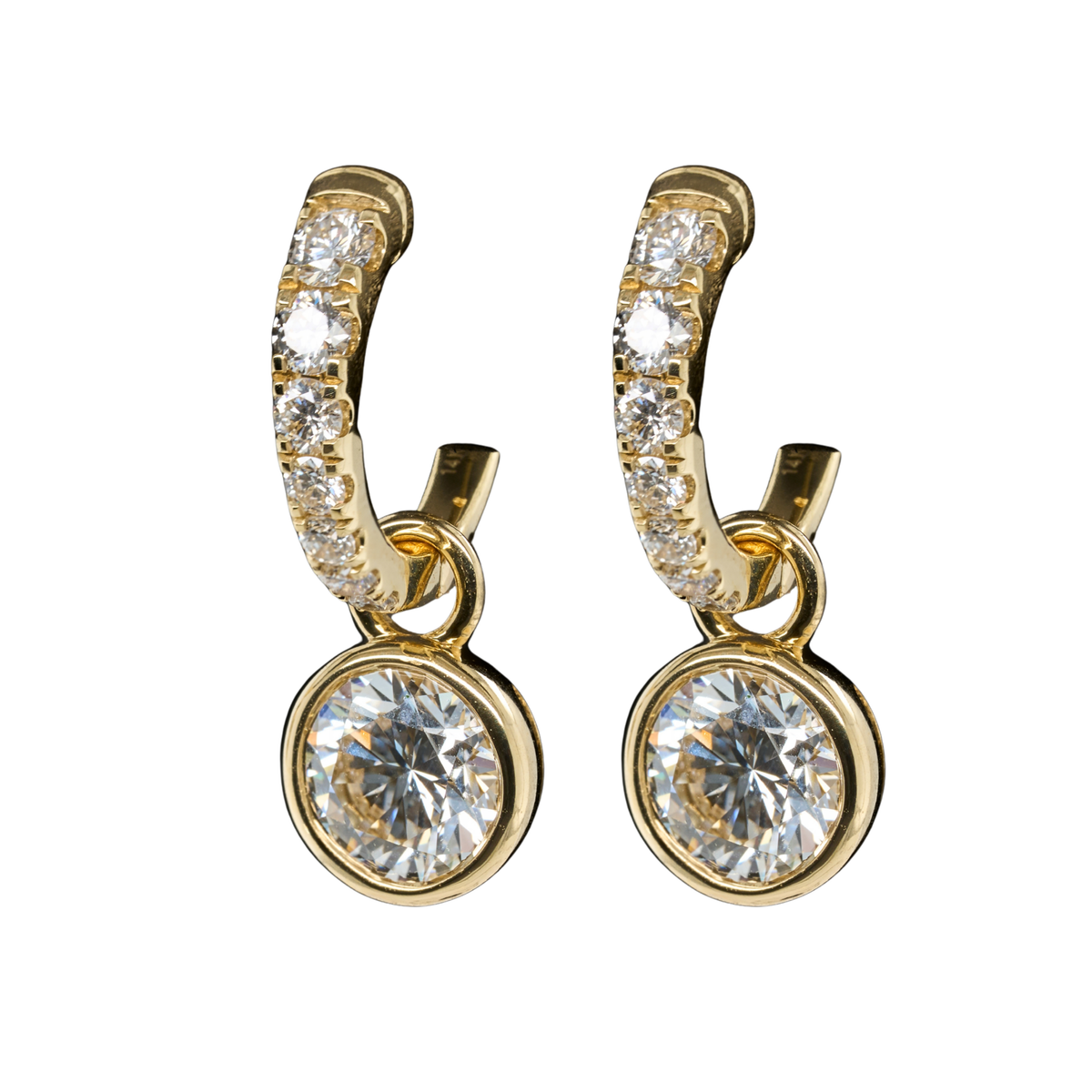 14K Yellow Gold Round Lab-Grown Diamond Hoop Earrings, 2.56 CTTW