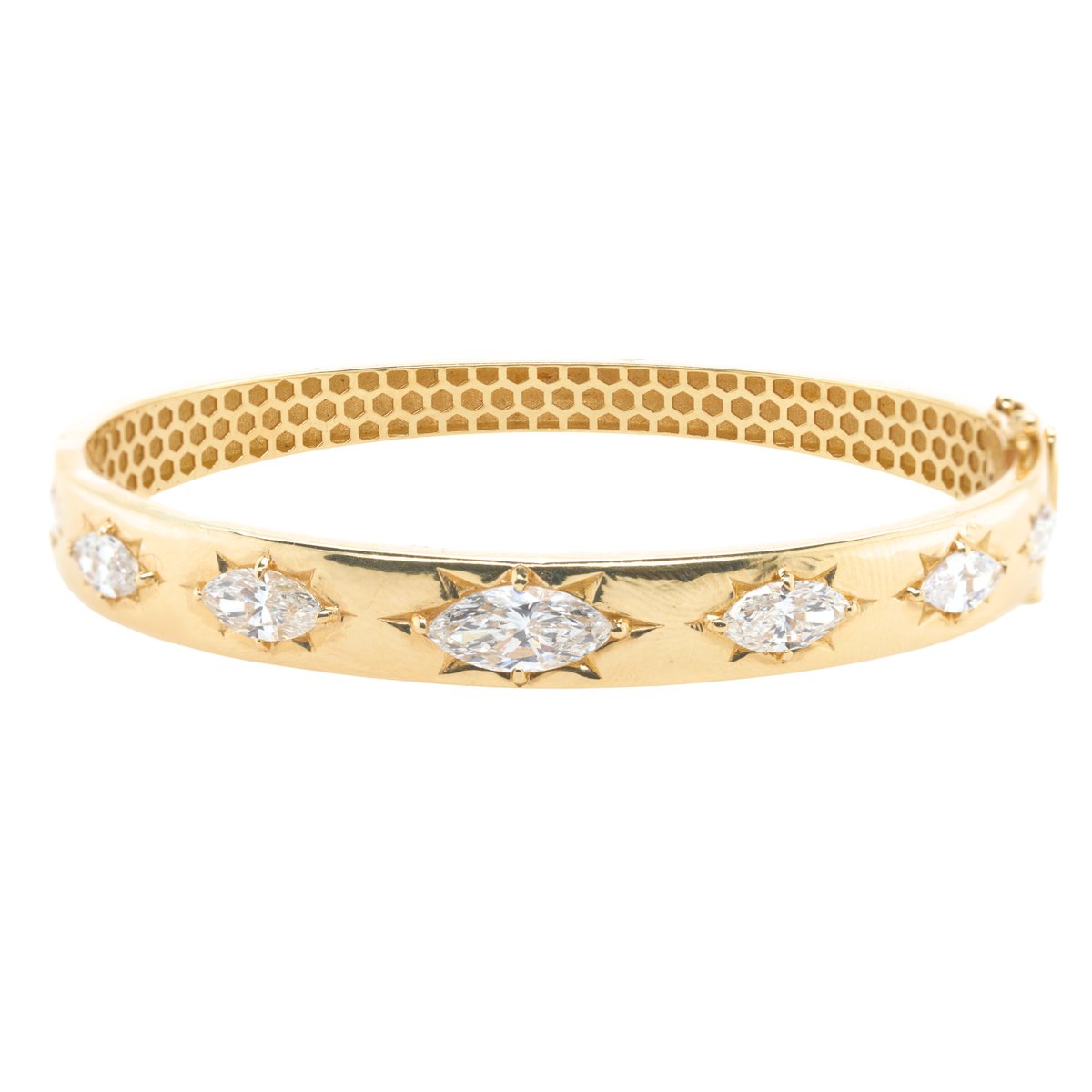5.5 CT Marquise Lab-Grown Diamond Bangle in 14K Gold