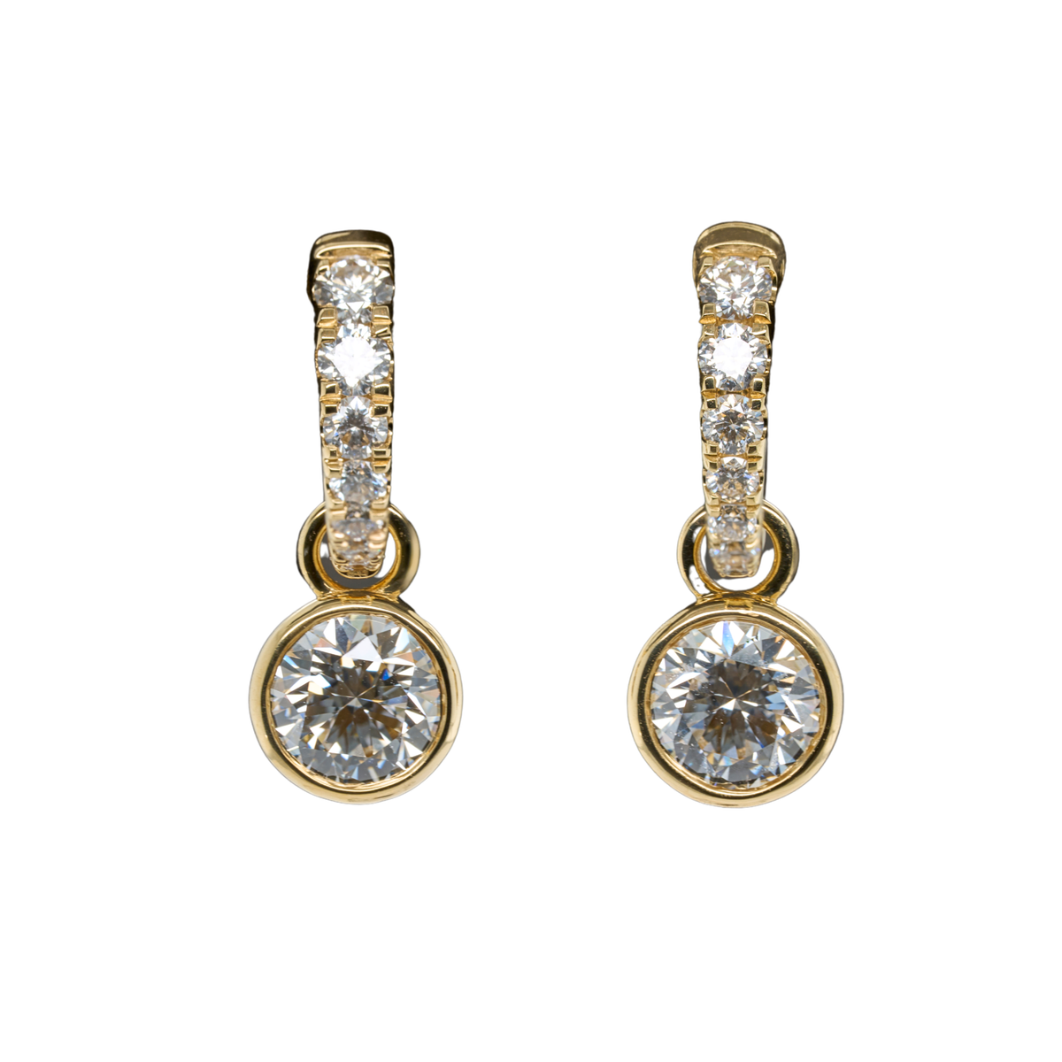 14K Yellow Gold Round Lab-Grown Diamond Hoop Earrings, 2.56 CTTW