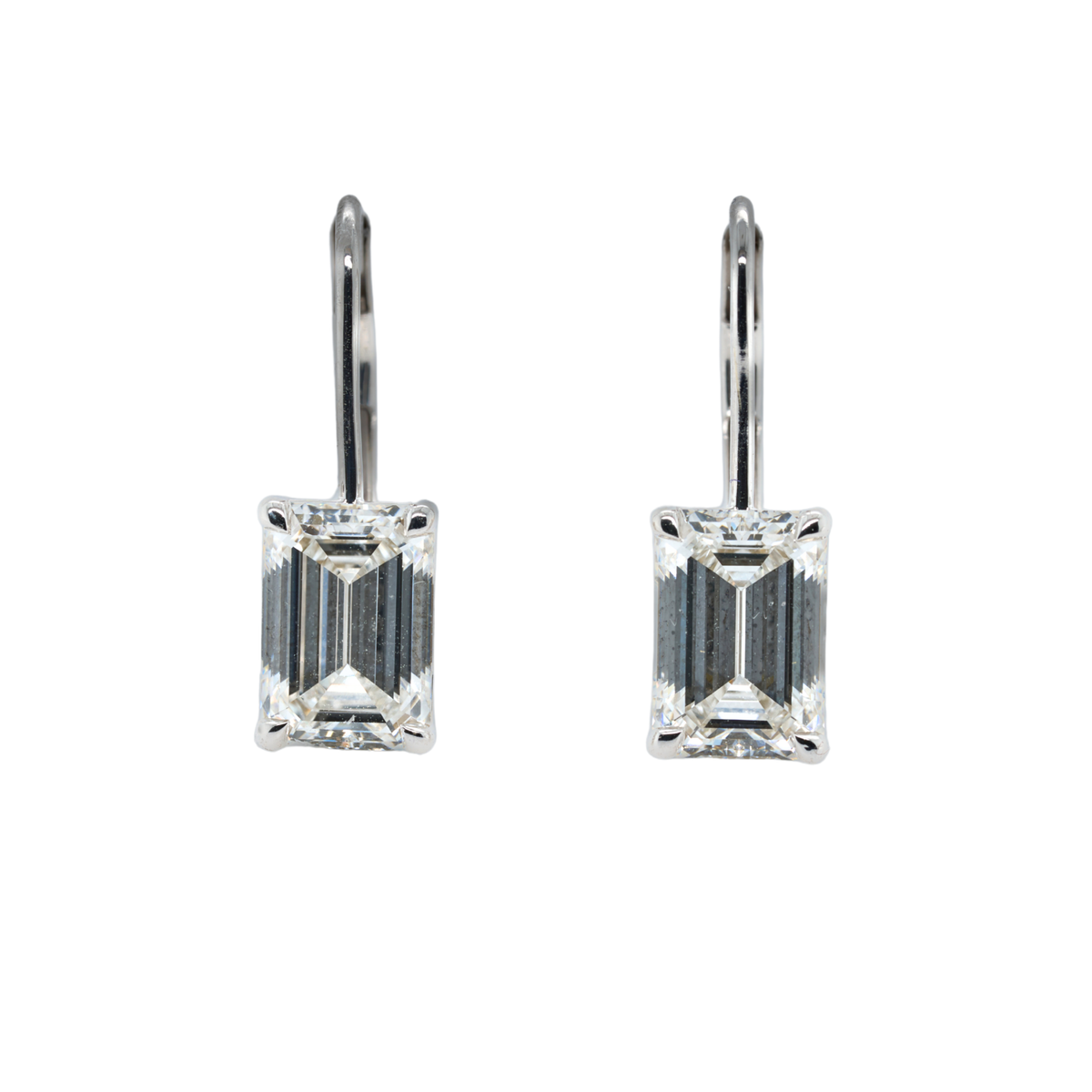 4.21 CTTW Emerald Lab-Grown Diamond Drop Earrings in 14K White Gold