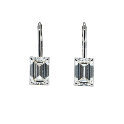 4.21 CTTW Emerald Lab-Grown Diamond Drop Earrings in 14K White Gold