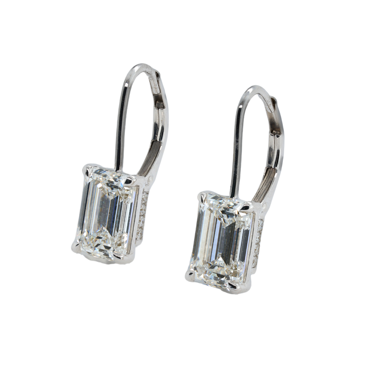 4.21 CTTW Emerald Lab-Grown Diamond Drop Earrings in 14K White Gold