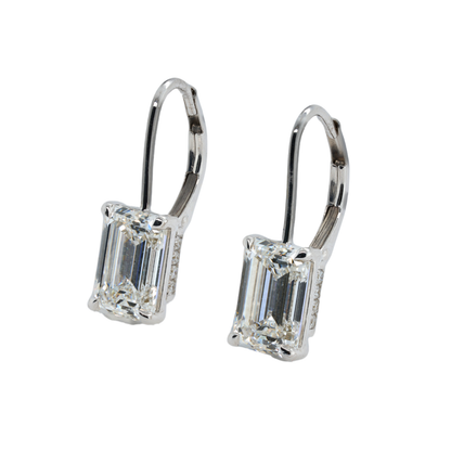 4.21 CTTW Emerald Lab-Grown Diamond Drop Earrings in 14K White Gold