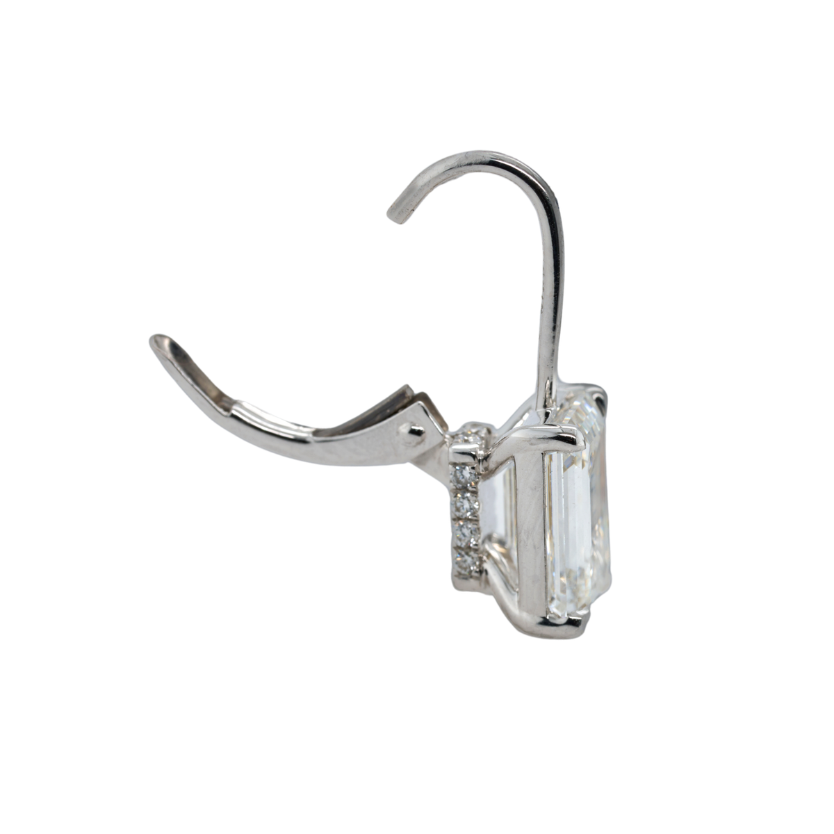 4.21 CTTW Emerald Lab-Grown Diamond Drop Earrings in 14K White Gold