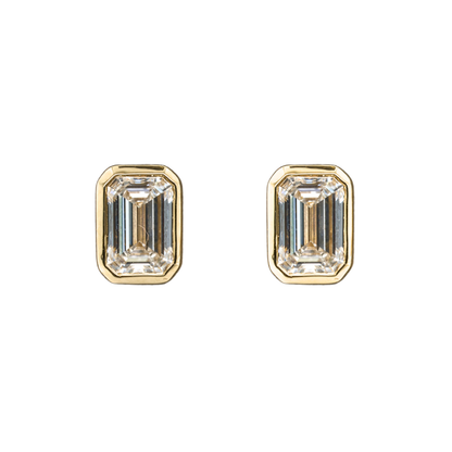 Lab-Grown Diamond Bezel Stud Earrings in 14K Yellow Gold, 2.06 CTTW