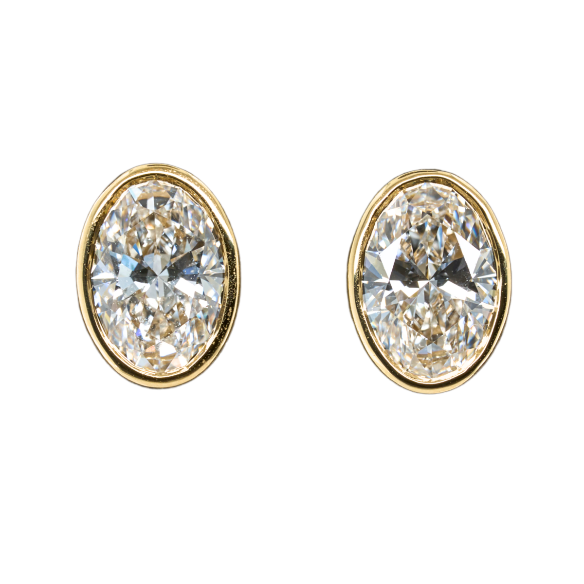 14K Yellow Gold Oval Lab-Grown Diamond Stud Earrings, 2.03 CTTW