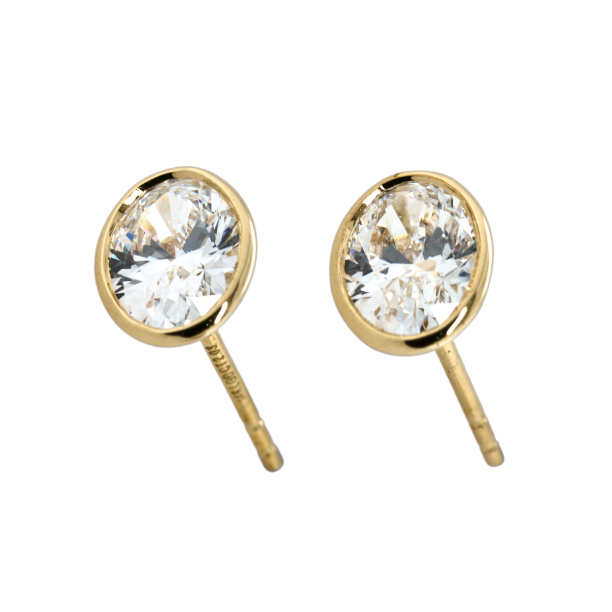14K Yellow Gold Oval Lab-Grown Diamond Stud Earrings, 2.03 CTTW