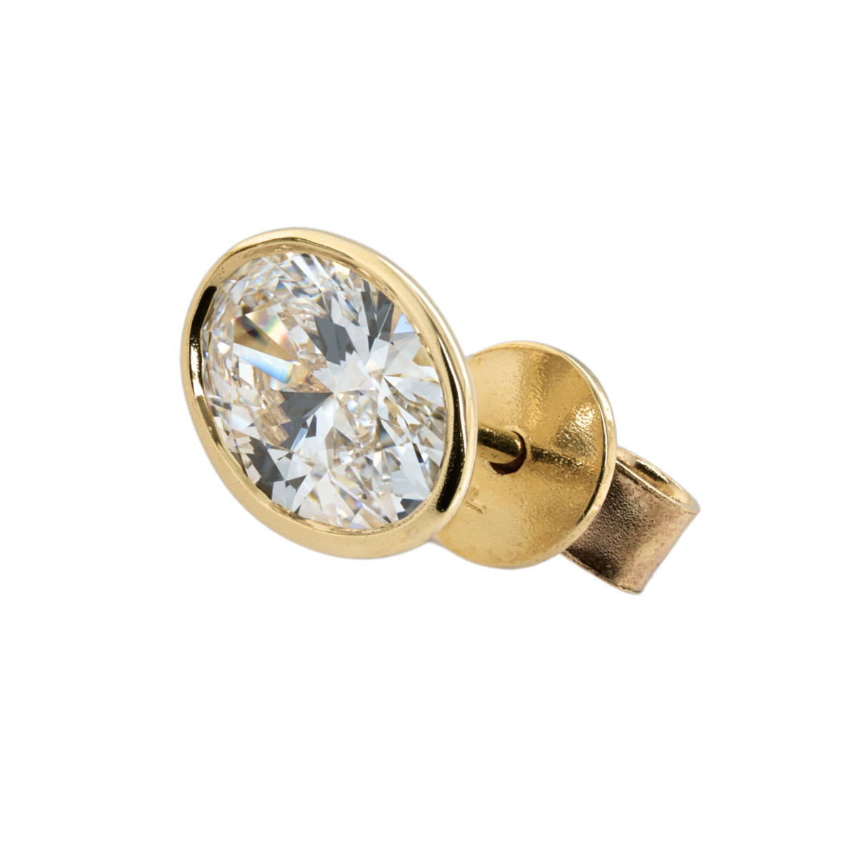 14K Yellow Gold Oval Lab-Grown Diamond Stud Earrings, 2.03 CTTW