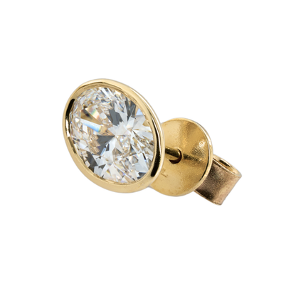 14K Yellow Gold Oval Lab-Grown Diamond Stud Earrings, 2.03 CTTW