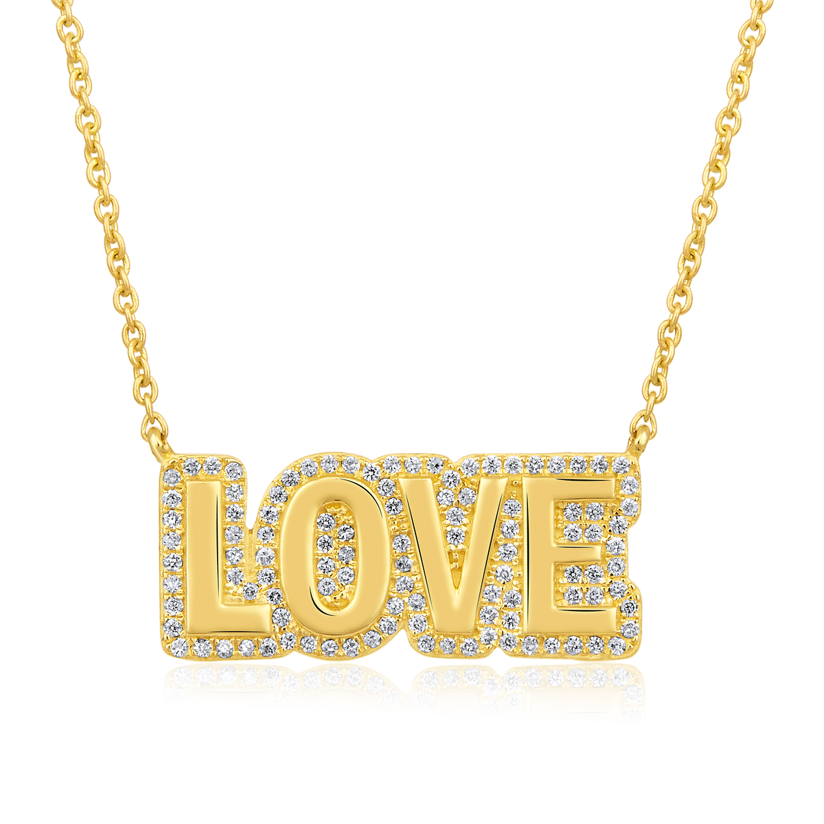 Diamond Bubble Halo LOVE Alphabet Necklace