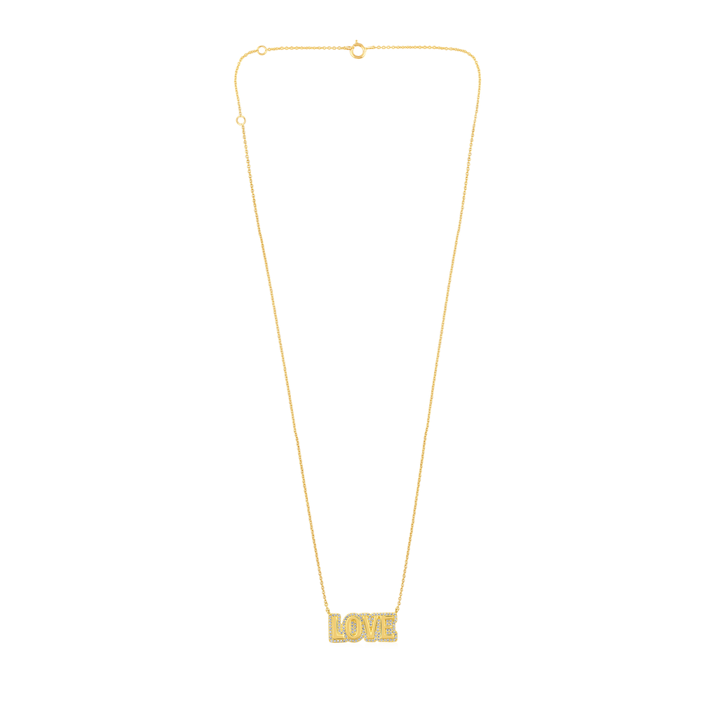Diamond Bubble Halo LOVE Alphabet Necklace