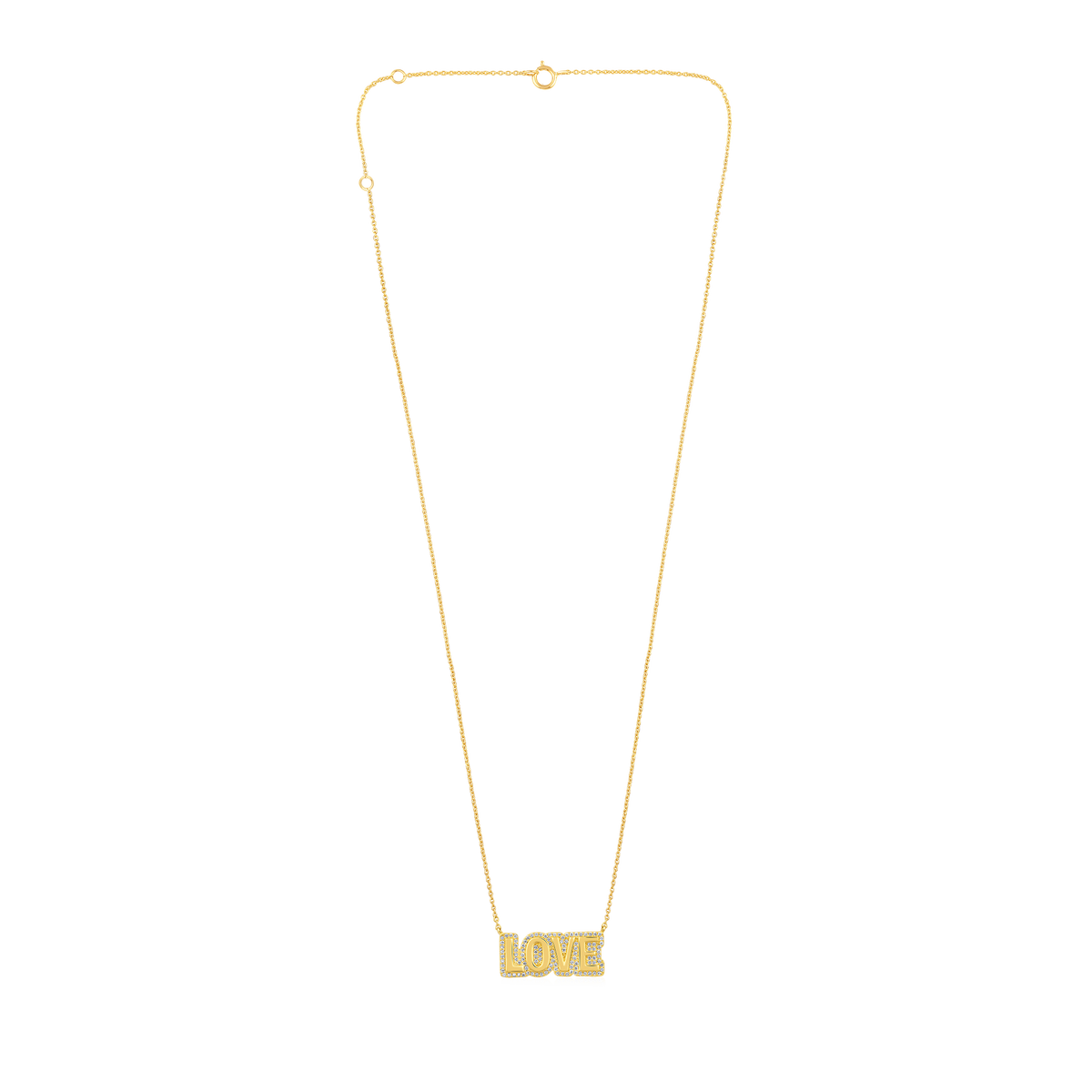 Diamond Bubble Halo LOVE Alphabet Necklace
