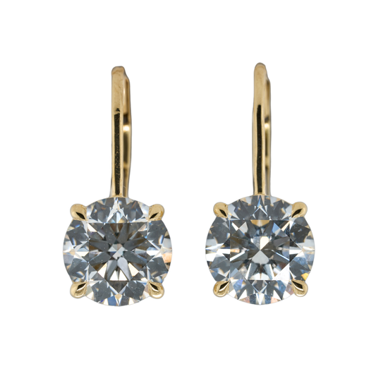 Lab-Grown Diamond 4-Prong Earrings in 14K Yellow Gold, 4.18 CTTW