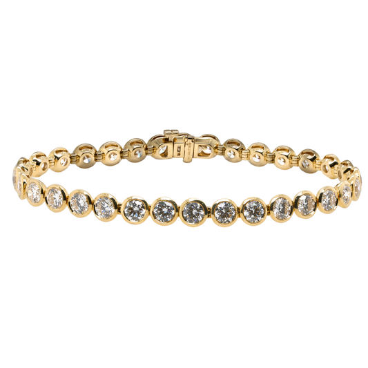 10.18 CTTW Round Lab-Grown Diamond Tennis Bracelet in 14K Yellow Gold, 7"
