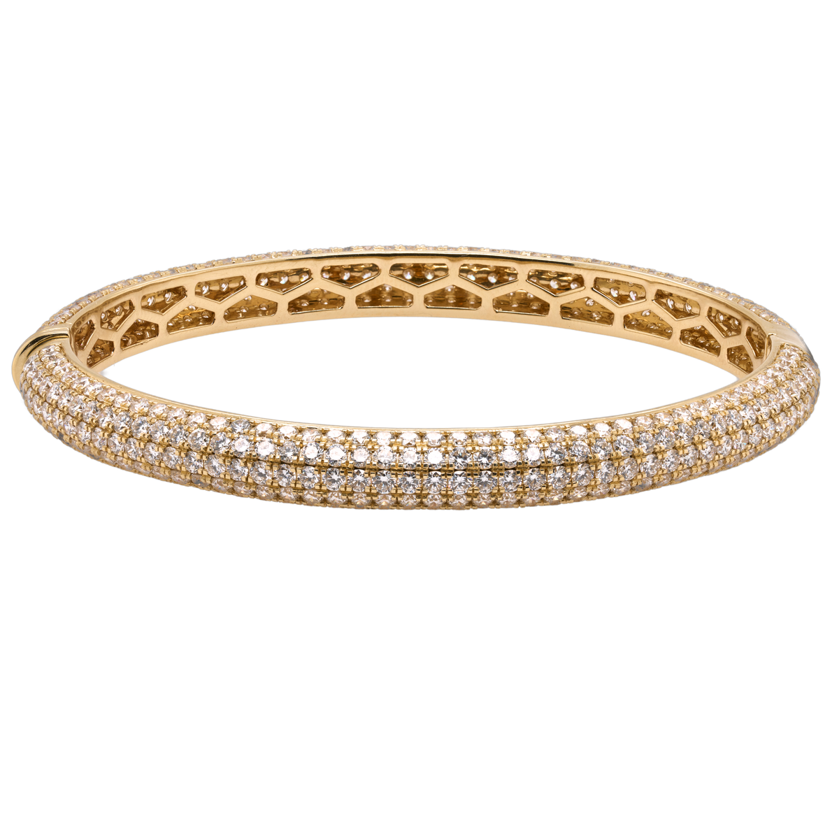 11.18 CTTW Round Lab-Grown Diamond Bangle in 14K Yellow Gold, 8"