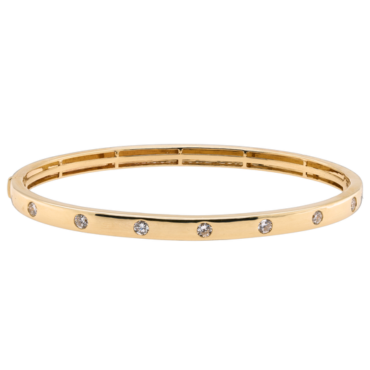 0.7 CTTW Round Lab-Grown Diamond Bangle in 14K Yellow Gold, 6.5"